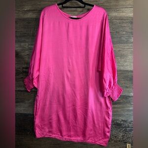 Suzy D Elegant Fuchsia Long Sleeve Dress Made in Italy